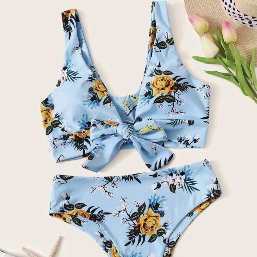Tie Front Flower Bikini